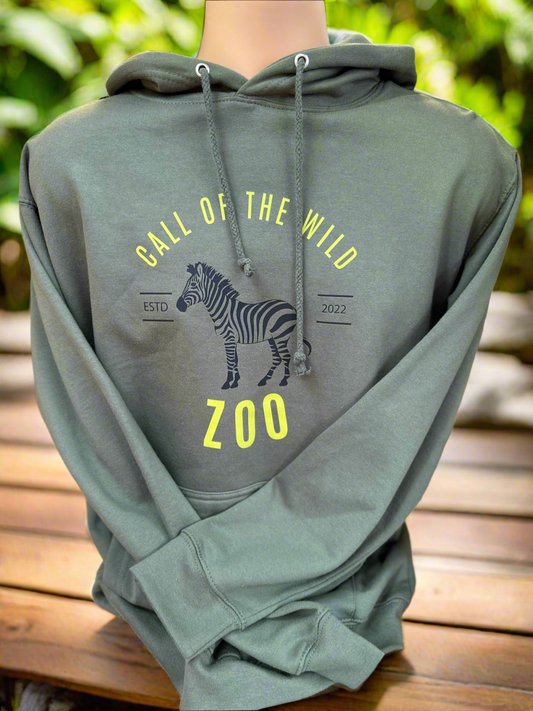 Earthy Green Zebra Silhouette Hoodie